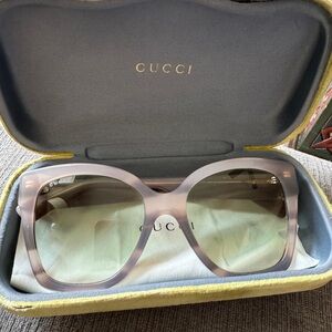 GUCCI Acetate Square Frame Sunglasses GG0459S Tortoise Grey